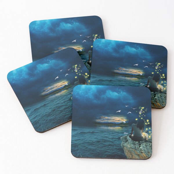 Item preview, Fireflies and Birds Over Stormy Ocean designed and sold by MapleBloom.