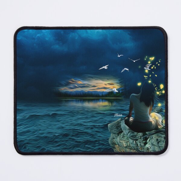 Item preview, Fireflies and Birds Over Stormy Ocean designed and sold by MapleBloom.