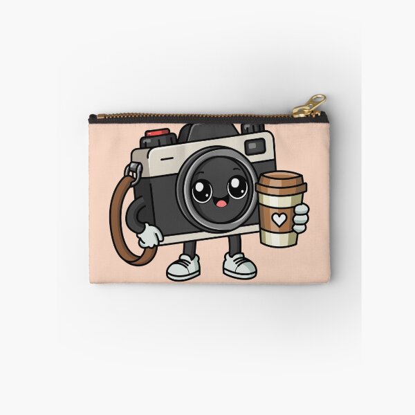 Item preview, Cute Camera Mascot Holding Coffee Cup – Kawaii Photography Cartoon Character designed and sold by RaunakDutta.