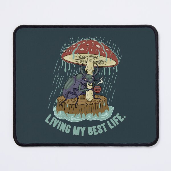 Item preview, Stag Beetle with Coffee under Mushroom Fly Agaric Folk Art Style designed and sold by LeshanArt.
