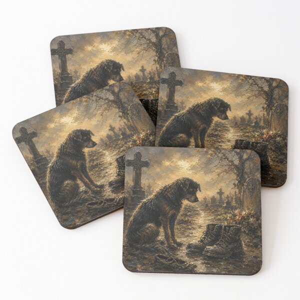 Item preview, Faithful Until the End – Lonely Dog at the Cemetery | Emotional Oil Painting | Vintage Memorial Wall Art | Printable Digital Download designed and sold by X-ecute.