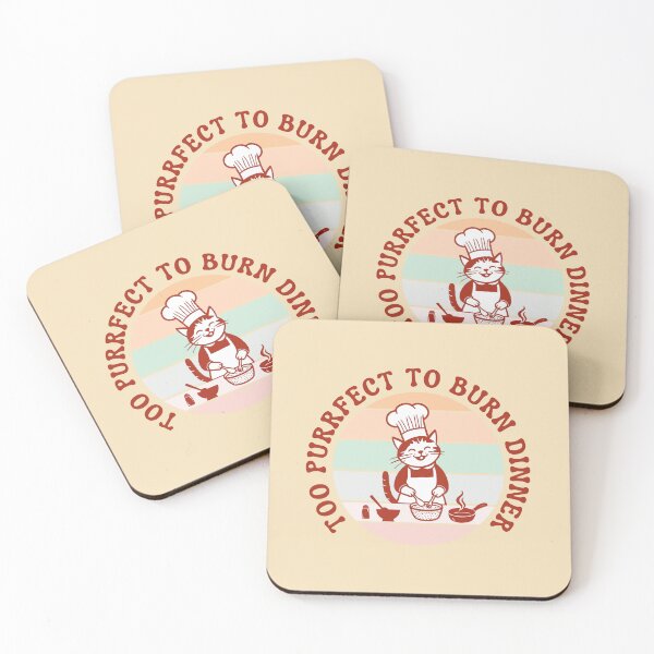 Item preview, Too Purrfect To Burn Dinner – Minimalist Cat Chef designed and sold by Shedronpanda.