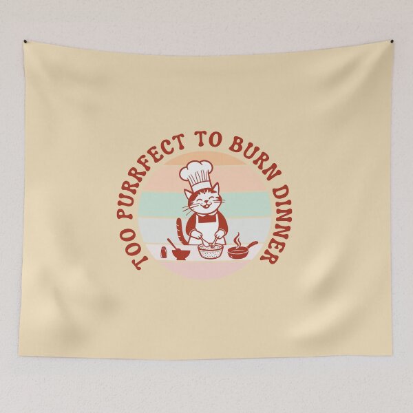 Item preview, Too Purrfect To Burn Dinner – Minimalist Cat Chef designed and sold by Shedronpanda.