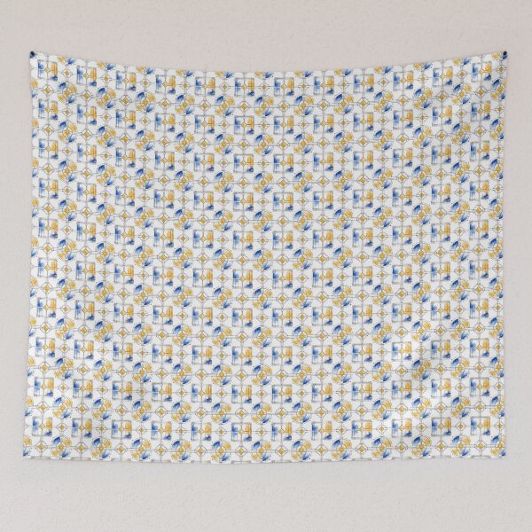Item preview, Art Deco geometric pattern with watercolor stained glass designed and sold by LaJacke.