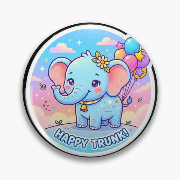 Item preview, Happy Trunk Cute Elephant Balloon Kawaii Sticker designed and sold by ExploreAura Studio.