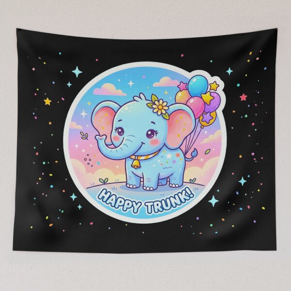 Item preview, Happy Trunk Cute Elephant Balloon Kawaii Sticker designed and sold by ExploreAura Studio.