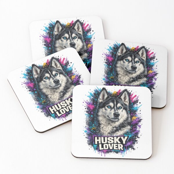 Item preview, Husky Lover Neon Graffiti Dog Portrait designed and sold by Tobull.