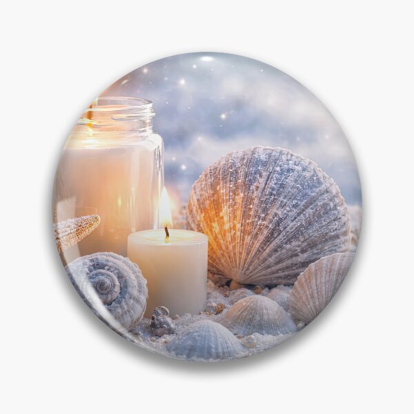 Item preview, Winter Seaside Serenity Seashells Star Fish and Candle in the Snow designed and sold by Stephanie Laird.