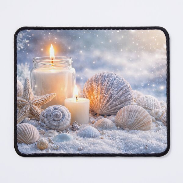 Item preview, Winter Seaside Serenity Seashells Star Fish and Candle in the Snow designed and sold by Stephanie Laird.