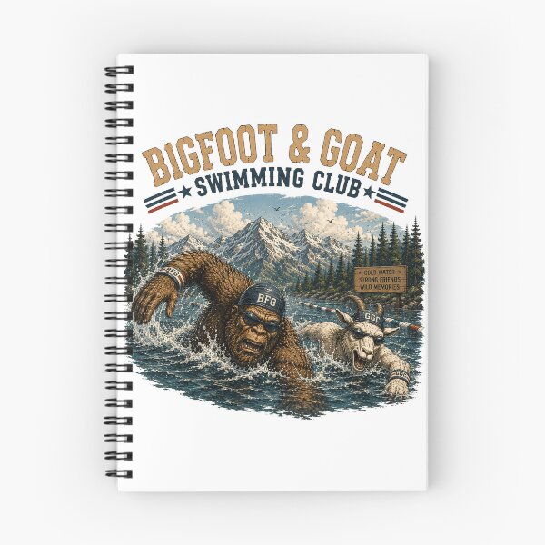 Item preview, Bigfoot and Goat Swimming Club Funny Vintage Swimming Design designed and sold by NicheBloom.