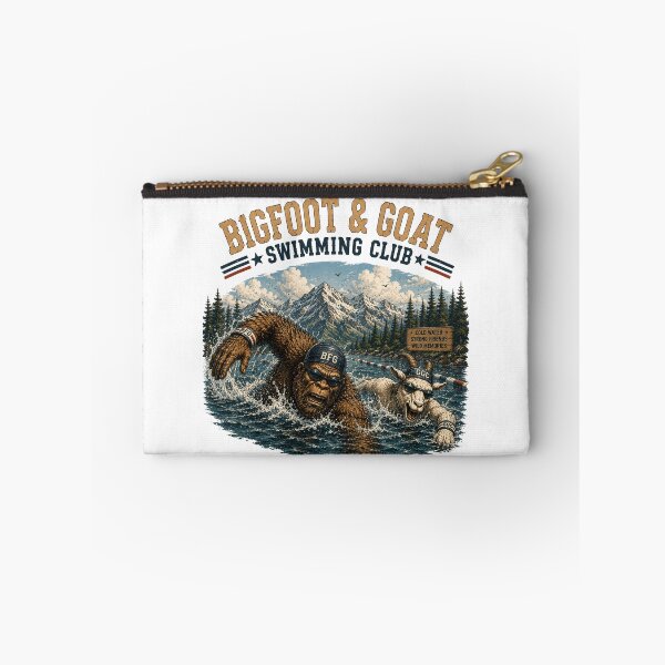 Item preview, Bigfoot and Goat Swimming Club Funny Vintage Swimming Design designed and sold by NicheBloom.