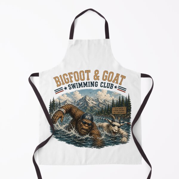 Item preview, Bigfoot and Goat Swimming Club Funny Vintage Swimming Design designed and sold by NicheBloom.