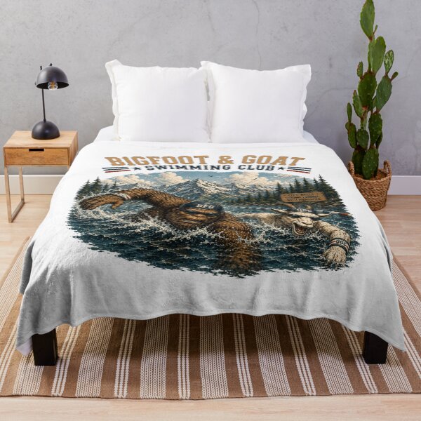 Item preview, Bigfoot and Goat Swimming Club Funny Vintage Swimming Design designed and sold by NicheBloom.