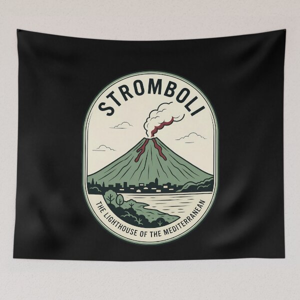 Item preview, Stromboli Volcano Vintage Travel Emblem Italy designed and sold by k3rstman1.