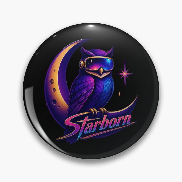 Item preview, Starborn Owl on a Neon Crescent Moon  designed and sold by Sketchlegacy.