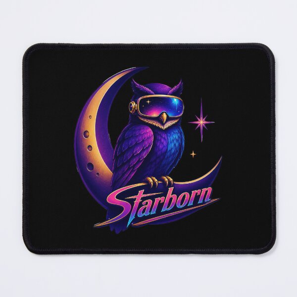 Item preview, Starborn Owl on a Neon Crescent Moon designed and sold by Sketchlegacy.