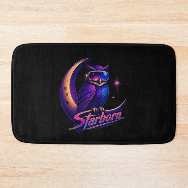 Item preview, Starborn Owl on a Neon Crescent Moon  designed and sold by Sketchlegacy.