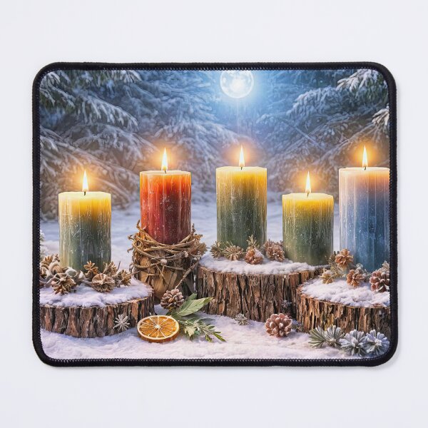 Item preview, Colorful Candles in a Snow Winter Solstice Yule designed and sold by Stephanie Laird.