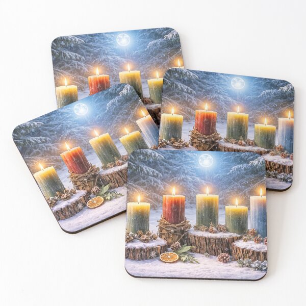 Item preview, Colorful Candles in a Snow Winter Solstice Yule designed and sold by Stephanie Laird.