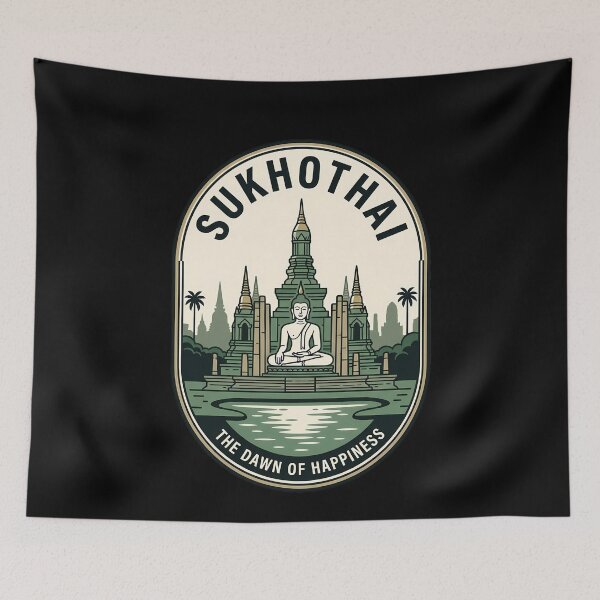Item preview, Sukhothai Thailand Buddha Temple Vintage Travel Emblem designed and sold by k3rstman1.