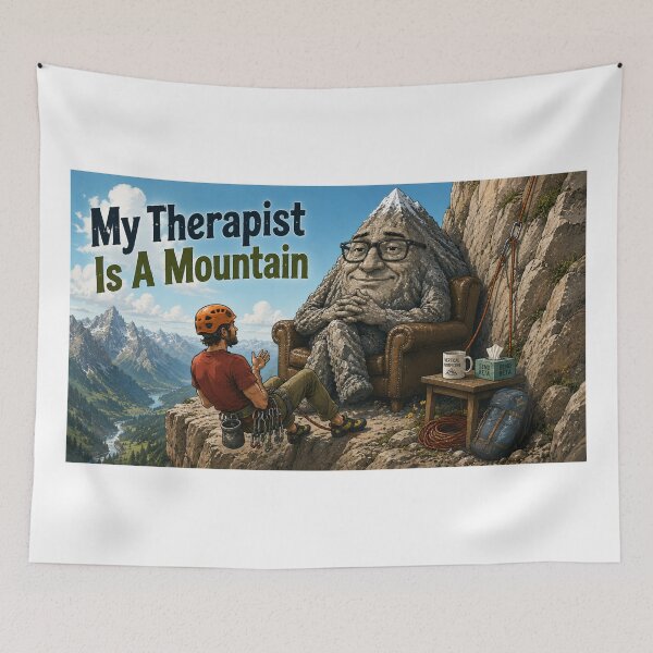 Item preview, My Therapist is a Mountain - rock climber - Panorama designed and sold by AcornAndPebble.