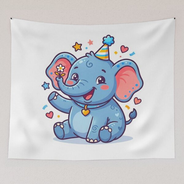 Item preview, Cute Birthday Elephant Kawaii Party Animal Sticker designed and sold by ExploreAura Studio.