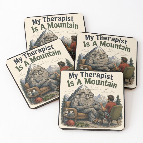 Item preview, My Therapist is a Mountain - rock climber - square designed and sold by AcornAndPebble.