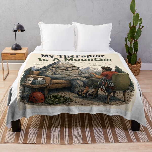 Item preview, My Therapist is a Mountain - rock climber - square designed and sold by AcornAndPebble.