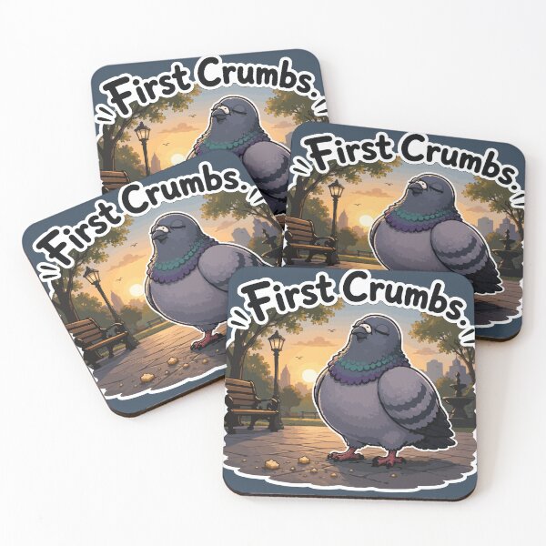 Item preview, First Crumbs Funny Happy Pigeon at Sunrise Cartoon Sticker designed and sold by SimplePoDesign.