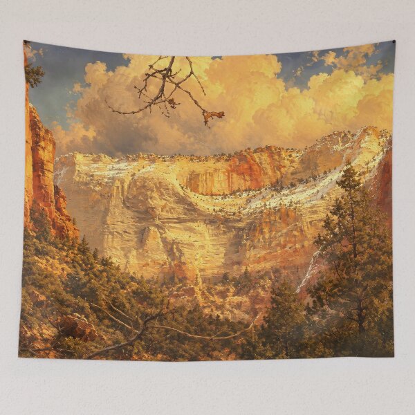 Item preview, Zion National Park Canyon — Golden Light, Painterly Landscape designed and sold by kornkobart.