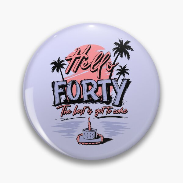 Item preview, Hello Forty 40th Birthday Pastel Sunset Palm Trees Women Vacation Art designed and sold by illeN-Art-World.