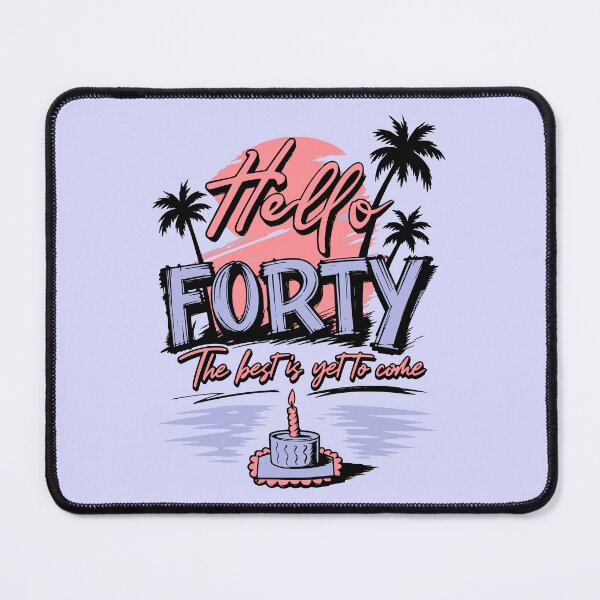 Item preview, Hello Forty 40th Birthday Pastel Sunset Palm Trees Women Vacation Art designed and sold by illeN-Art-World.