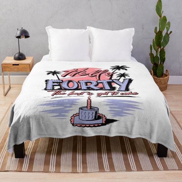 Item preview, Hello Forty 40th Birthday Pastel Sunset Palm Trees Women Vacation Art designed and sold by illeN-Art-World.