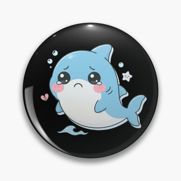 Item preview, Sad Kawaii Shark with Broken Heart - Cute Crying Ocean Sticker designed and sold by MoonSoul Studio.