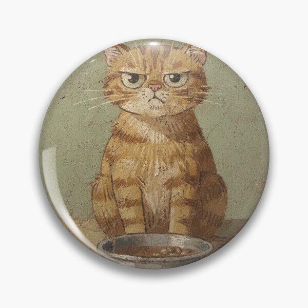 Item preview, Orange Tabby Guarding an Empty Food Bowl Folk Art designed and sold by PictorialWhimsy.