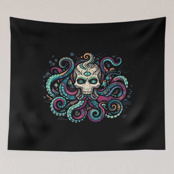 Item preview, Octopus Skull Monster Kraken Cosmic Art designed and sold by crouchingpixel.