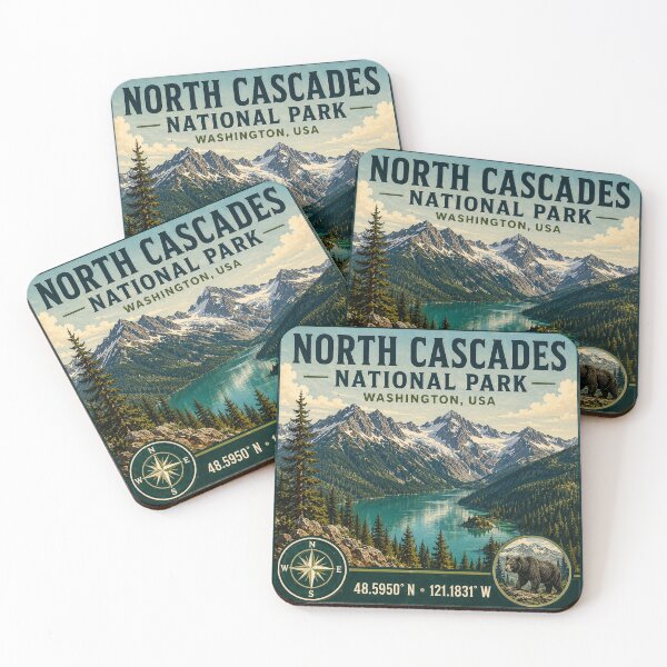 Item preview, North Cascades National Park Vintage Travel Art designed and sold by naturalsurvival.