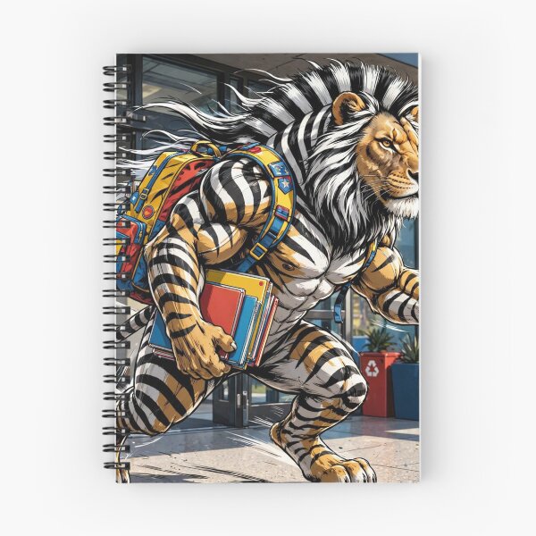 Item preview, Anthropomorphic Tiger-Lion School Entrance – Striped Campus Champion with Backpack designed and sold by TreatLLC.
