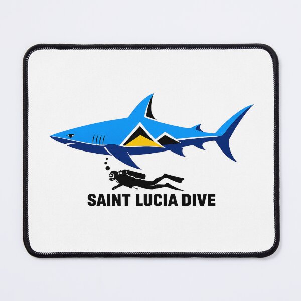 Item preview, Saint Lucia Flag Shark Diver Scuba Caribbean Pride designed and sold by scicilysimonee.