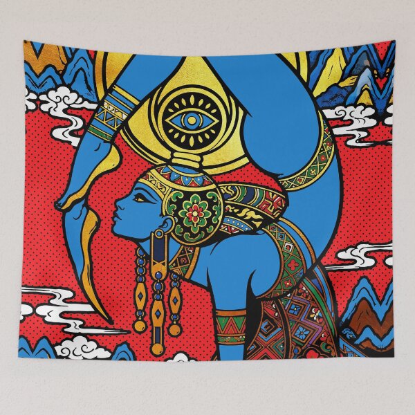 Item preview, Third Eye – Blue Yogini Pop Art with Golden Mountains designed and sold by RamyGallery.