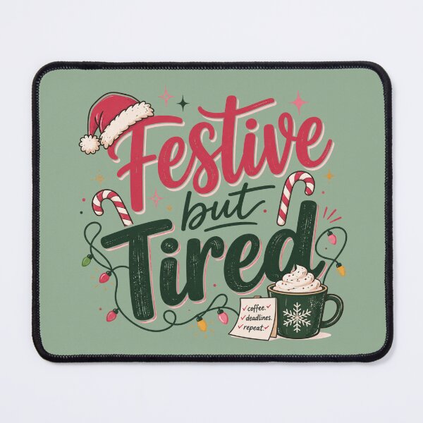 Item preview, Festive but Tired | Funny Christmas Office Worker Typography Design designed and sold by TheStephanieRome.