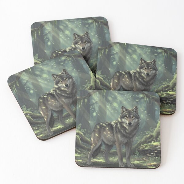 Item preview, Mystic Forest Wolf Art | Fantasy Nature Illustration designed and sold by RkskArt.