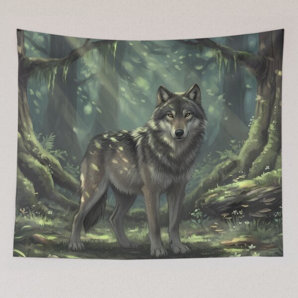 Item preview, Mystic Forest Wolf Art | Fantasy Nature Illustration designed and sold by RkskArt.
