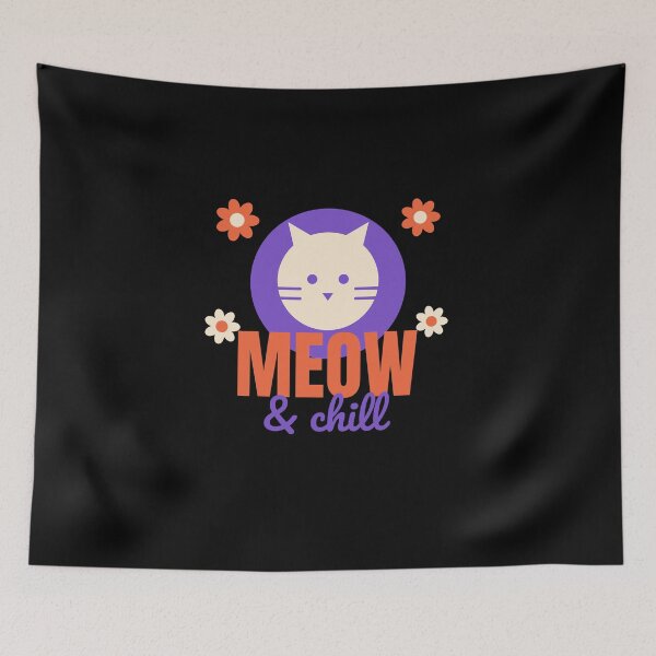Item preview, Meow and Chill - Groovy Retro Cat Lover Shirt designed and sold by RankShift.