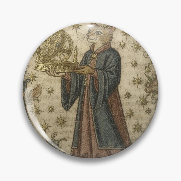 Item preview, Medieval Cat Astronomer with an Astrolabe Manuscript designed and sold by PictorialWhimsy.
