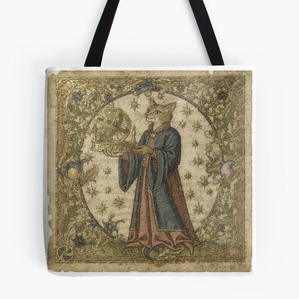 Item preview, Medieval Cat Astronomer with an Astrolabe Manuscript designed and sold by PictorialWhimsy.