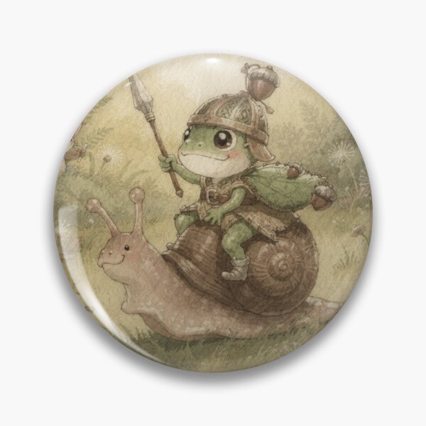 Item preview, Frog Knight Riding a Snail Into Battle Storybook Art designed and sold by PictorialWhimsy.