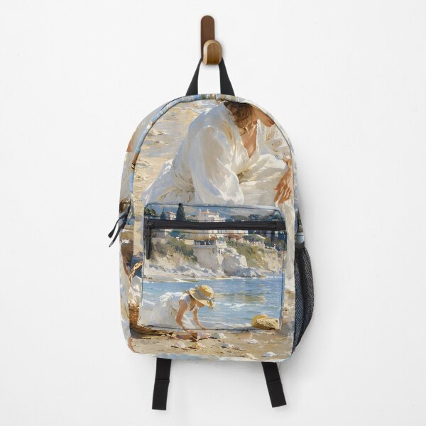 Item preview, Mother and Daughter Seashell Collecting – Mediterranean Beach Art designed and sold by GutyzDesignsES.
