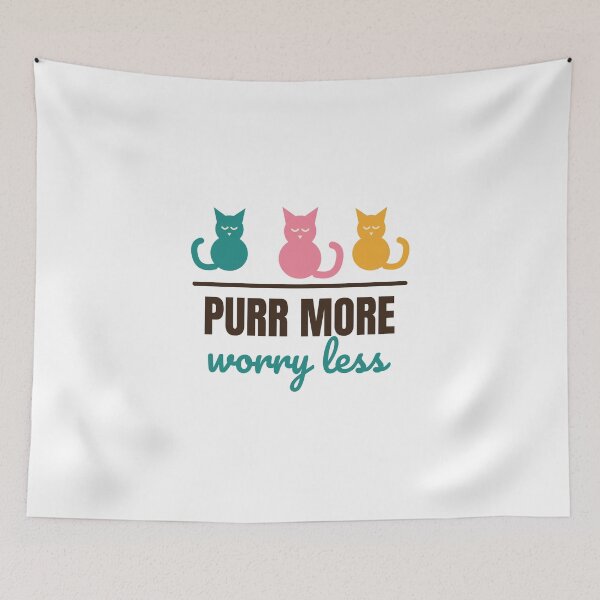 Item preview, Purr More Worry Less - Cute Colourful Cat Shirt designed and sold by RankShift.