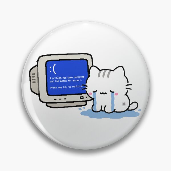 Item preview, Cute Cat Crying at the Blue Screen of Death Retro Computer Nostalgia designed and sold by TrxshWear.